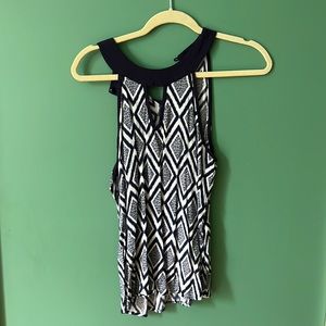 Pixley, navy and white halter tank top, size medium